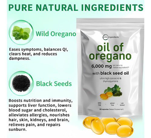 Aceite De Orégano Micro Ingredients Cápsulas Veganas 6000 Mg 90 Uds Sin Sabor