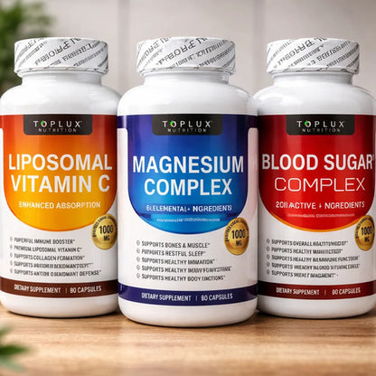 Kit 3 Suplementos Toplux: Vitamina C Liposomal, Magnesio Com