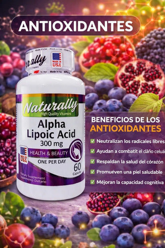 Alpha Lipoic 300mg Naturally | Antioxidante, Azúcar y Neuroprotécción – 60 Cápsulas