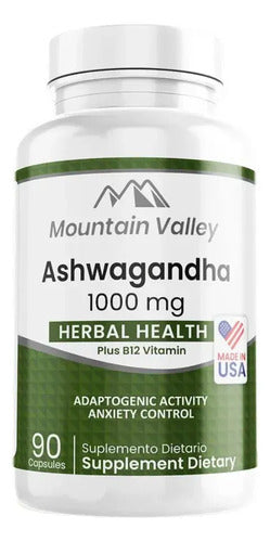 Pack Ashwagandha 1000mg + Vitamina B12 Mountain Valley | Estrés y Energía – 90 Cáp
