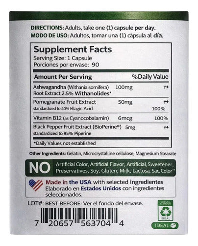 Pack Ashwagandha 1000mg + Vitamina B12 Mountain Valley | Estrés y Energía – 90 Cáp
