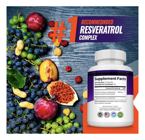 Resveratrol Toplux 90 Cápsulas | Antienvejecimiento y Antioxidante Natural