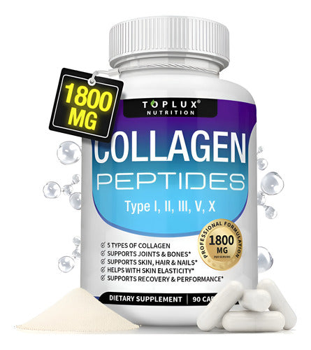 Complejo De 5 Tipos De Péptidos De Colágeno Toplux, 1800 Mg Chocolate
