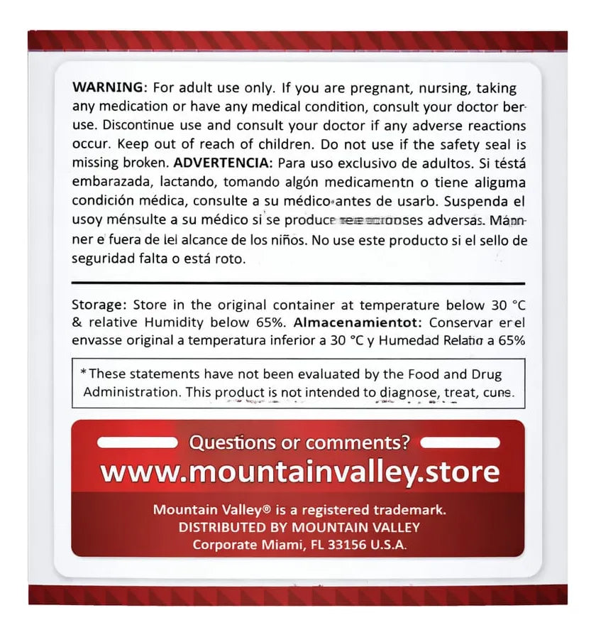 Magnesio Glicinato 550mg + Vitamina D3 Mountain Valley | Sueño y Huesos – 100 Cáp