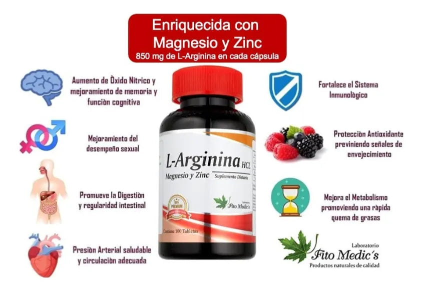 L-Arginina HCL Fito Medics | Circulación, Corazón y Rendimiento – 100 Cápsulas