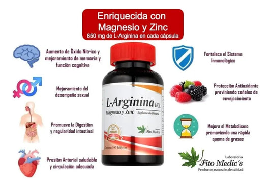 L-Arginina HCL Fito Medics | Circulación, Corazón y Rendimiento – 100 Cápsulas
