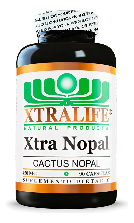 Xtra Nopal 450mg Xtralife | Control de Azúcar, Colesterol y Peso – 90 Cápsulas