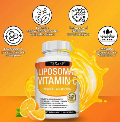 Combo Magnesio Toplux + Vitamina C Liposomal Extra Fuerte | Defensas, Sueño y Piel – 90 Cáp