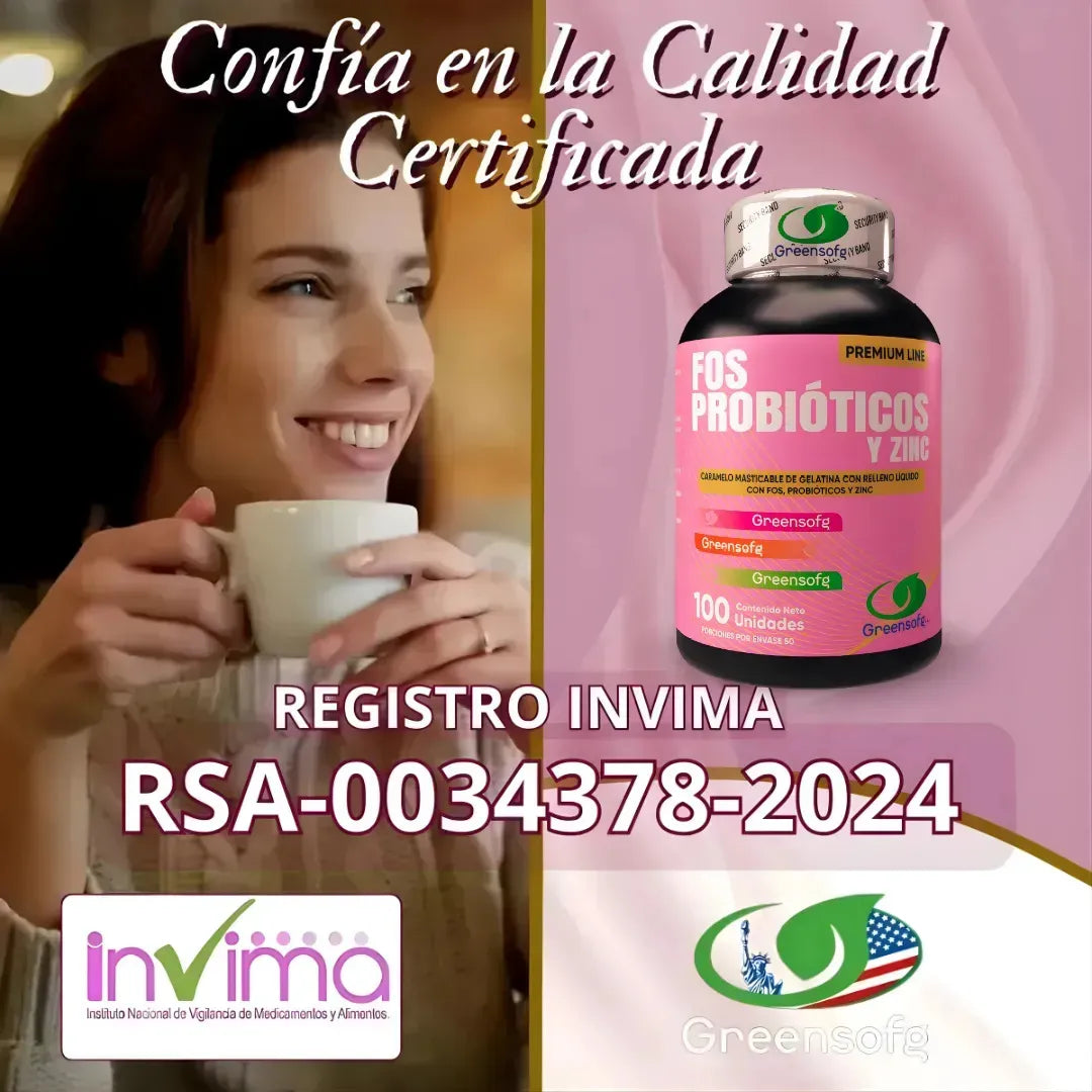 Probióticos con Zinc y FOS Greensoft | Inmunidad, Digestión y Flora Intestinal – 100 Unidades