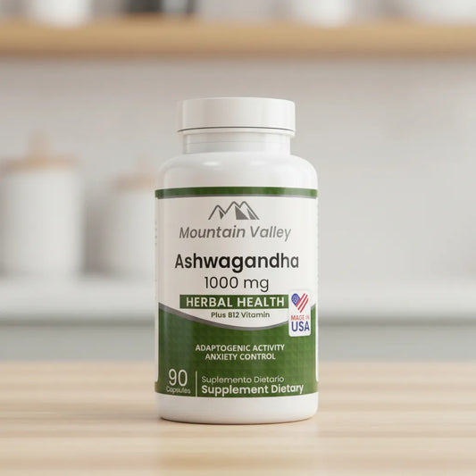Ashwagandha 1000mg + Vitamina B12 Herbal Health | Estrés, Energía y Rendimiento – 90 Cáp