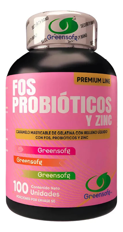 Probióticos con Zinc y FOS Greensoft | Inmunidad, Digestión y Flora Intestinal – 100 Unidades