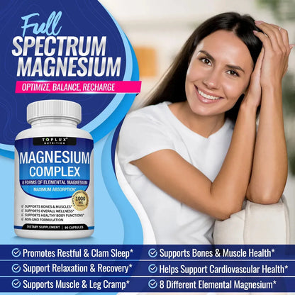 Magnesio Complejo Toplux 1000mg | Para Dormir Mejor, Energía y Relajación
