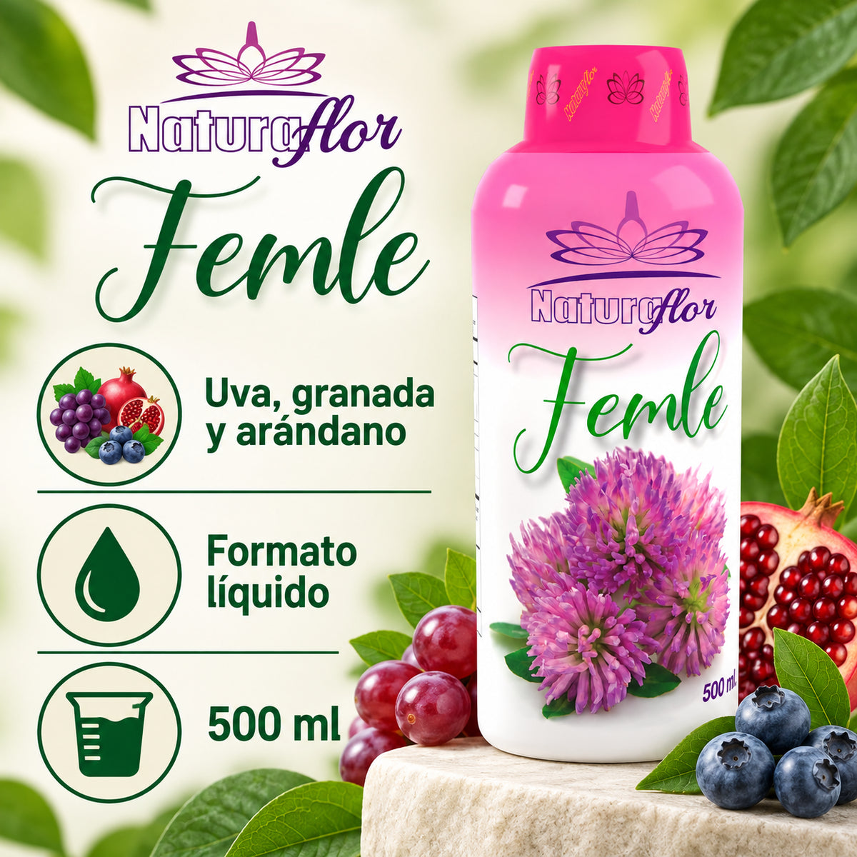 FEMLE JARABE 500ML NATURA FLOR · Información de producto