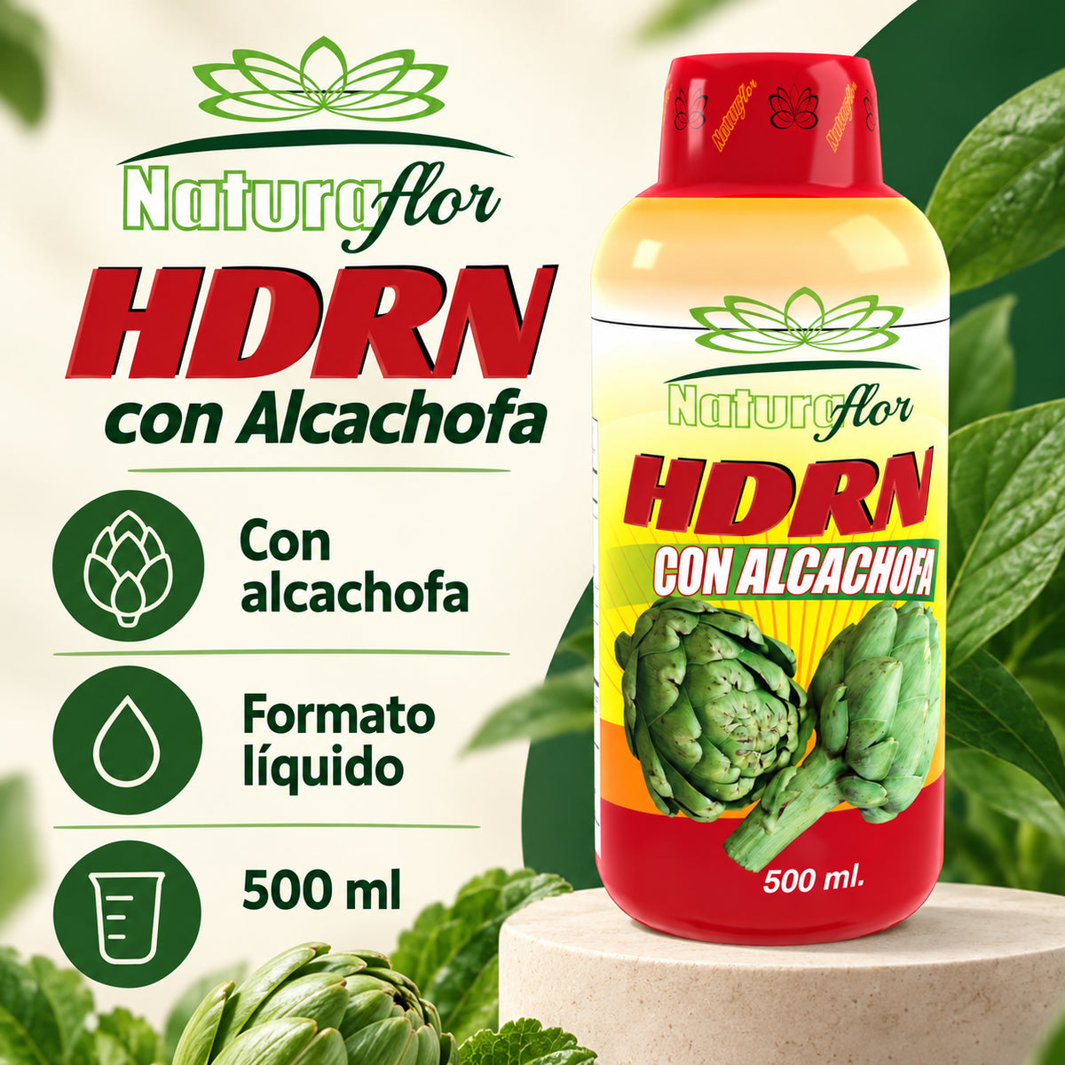 HDRN ALCACHOFA JARABE 500ML NATURA FLOR · Información de producto