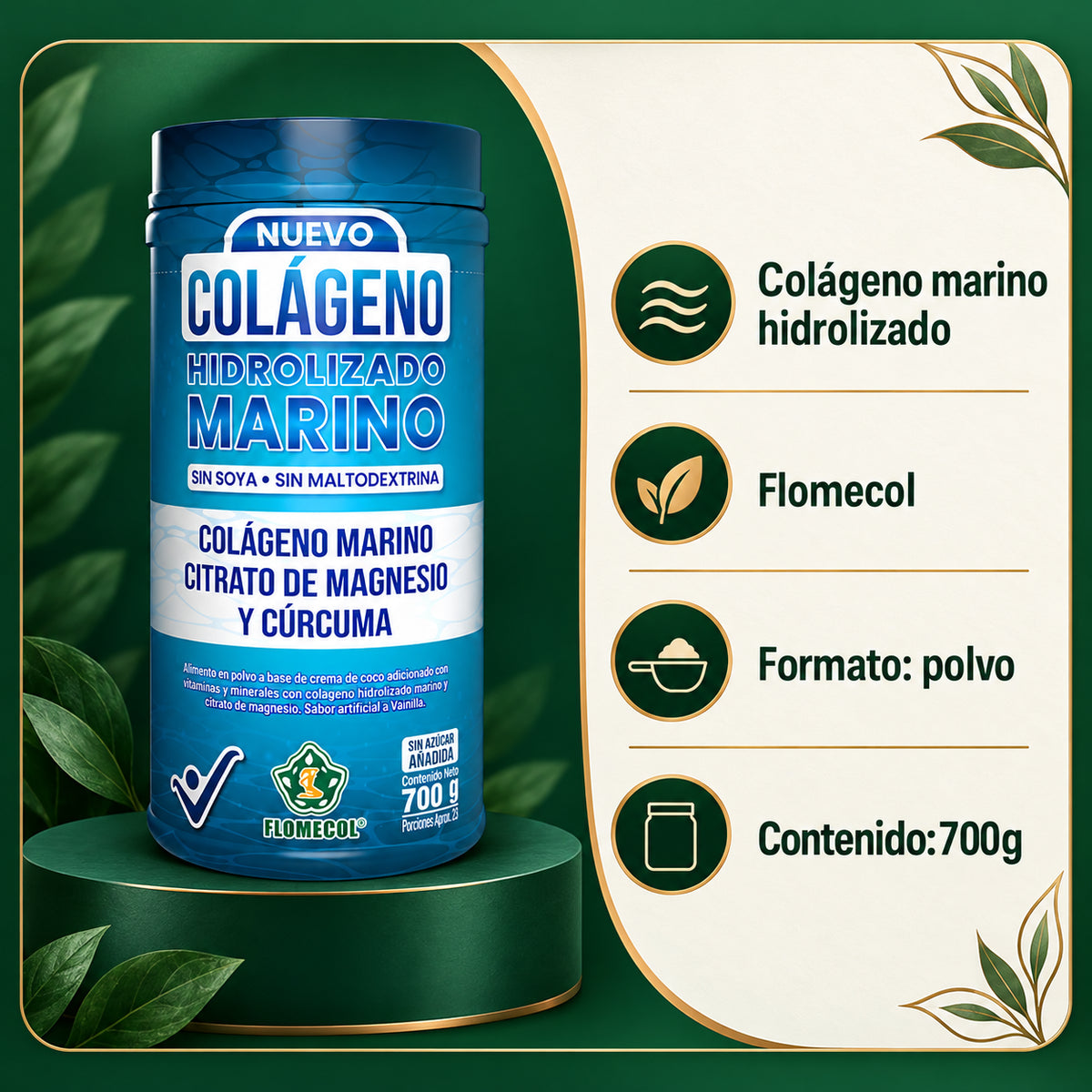 COLAGENO MARINO HIDROLIZADO X700 GR. FLOMECOL · Información de producto